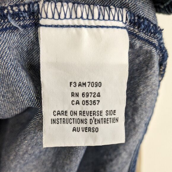 Vintage Columbia Button Up Shirt L Blue Tan Work Workwear 90s Jean Denim Western - Picture 8 of 9